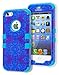 Bastex Heavy Duty Hybrid Case For Apple iPhone 5, 5S, 5G - Teal Soft Silicone Cover Surrounded by Blue Damask Antique Design Hard Shell