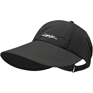 UPF 50+ Wide Brim Sun Hat for Men and Women, Lightweight Breathable Quick-Dry Ponytail Cap for Hiking, Cycling and Beach