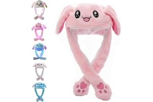 AIYUENCICI Funny Plush Rabbit Hat Ear Moving Jumping Hats Cute Bunny Hat Cap for Women Girls Cosplay Party Holiday