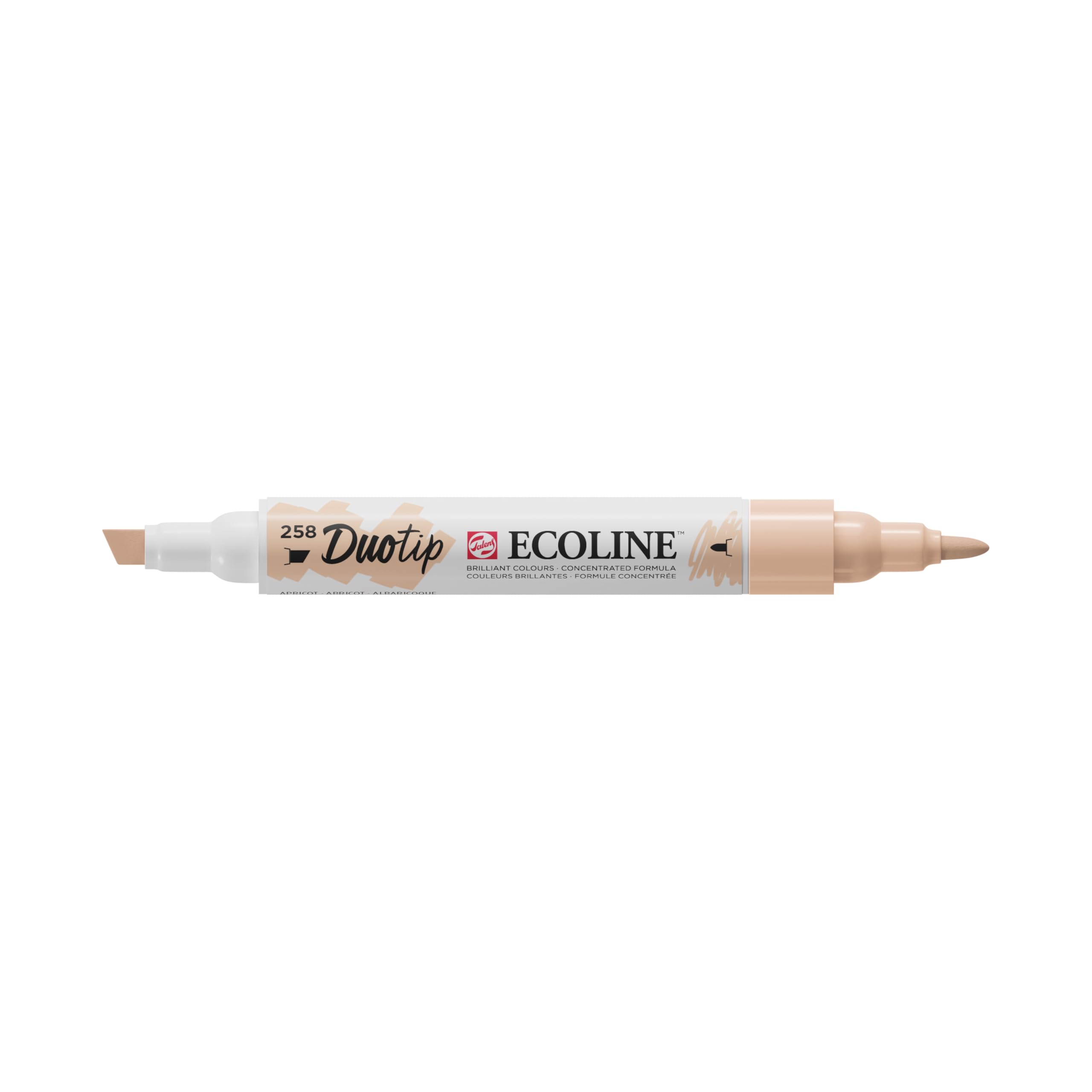 Ecoline Duotip Marker - Apricot 258 - Double Nib Watercolour Pen - Slim Bullet & Chisel Tip - Dye-Based Watercolours for Artistic Drawings & Illustrations
