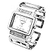 Top Plaza Women's Square Dial Rhinestones Bracelet Watch Cuff Bangle Watch(Silver Tone)