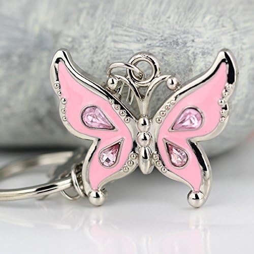 MaycomMaycom Fashion Romantic Crystal Exquisite Pink Butterfly Keychain Keyring Key Chain Ring Keyfob