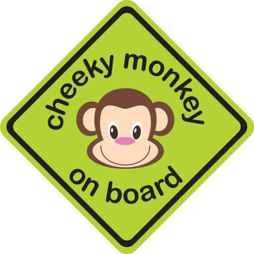 Indigo Worldwide Cheeky Monkey 3D Car Sign, Baby On Board Sign Made Of Thick Eva Foam