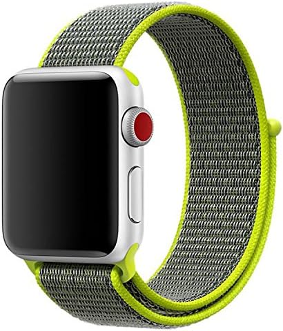 series 3/2/1 Woven Nylon Casual Watch Band sport loop for Apple Watch Iwatch Strap Wrist Bracelet Connector Mounted for 38/42m (Bright yellow, 42mm)