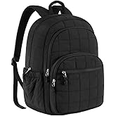 PEAGLOB College Backpack 15.6 Inch Laptop Backpack Quilted Work Backpack for Women Fashionable Bookbag Daypack Black
