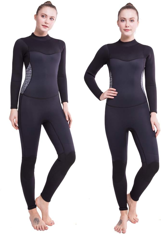 FLEXEL 3mm Womens Full Wetsuit, Mens Neoprene Cold Water One Piece Long Sleeves Thermal Wet Suits 2mm for Surfing Scuba Diving Snorkeling Kayaking SUP Boarding Swimming