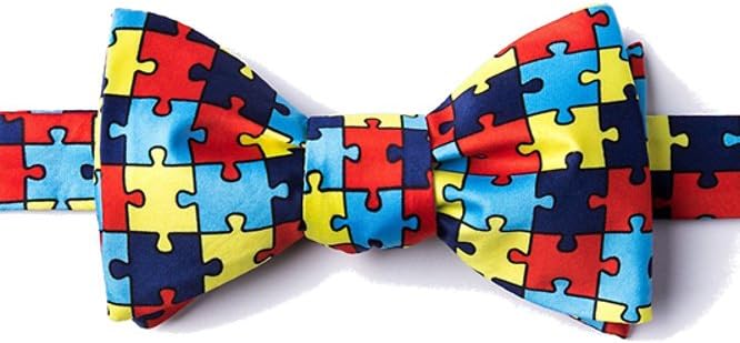 Men's Help Spread Autism Awareness Puzzle Symbol Butterfly Self Tie Bow Tie