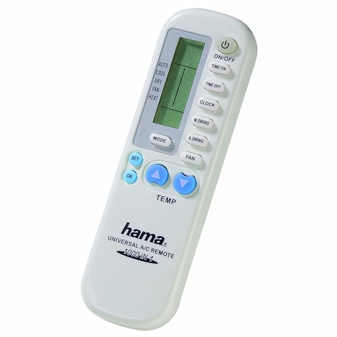 Hama Universal-Fernbedienung für Klimaanlagen, 1000in1 (IR Klimagerät Fernsteuerung, universell einsetzbar, Reichweite 5m) we