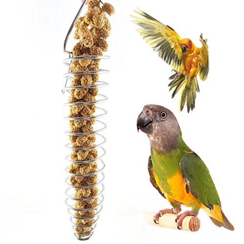 Seaskyer Parrot Food Fruits Basket Millet Stainless Steel Feeding Device Bird Cage Feeder 24x4.5cm/9.45x1.77''