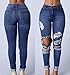 Happyear Women Hole Jeans High Waist Ripped Denim Skinny (M, Blue 2)