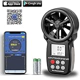 Digital Bluetooth Anemometer Handheld, AP-007APP Wireless Anemometer Wind Speed Meter Measuring Wind Speed/Temperature with Backlit and Max/Min/AVG for Shooting, Sailling, Flying, Climbing, Cycling