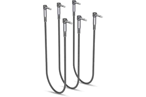 Ruxely Guitar Patch Cables 24-Inch 3-Pack,6.35MM Effects Pedal Board Cord,Nylon Braided 1/4 Right-Angle Instrument Audio Cable,Pedalboard Connector TS Copper Wire for Amp/Amplifier,Mixer,Electric Bass