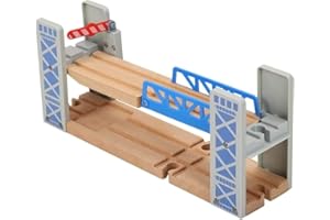 Z MAYABBO Wooden Train Set Accessories Wood Railway Bridge for Railroad Tracks, 2-Level Overpass Compatible for All Railway Tracks System