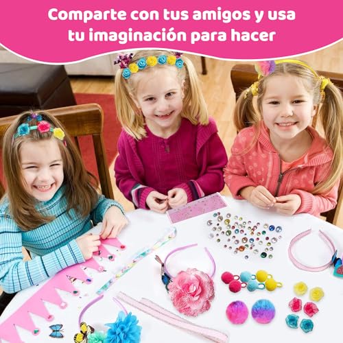 Kit de Fabricación de Diademas para Niñas, Haz Tus Propias Diademas de Moda de 10 Piezas, Set de Accesorios para el Pelo DIY, Juegos de Manualidades Juguetes Regalo Cumpleaños para Niñas de 4 a 10 Años