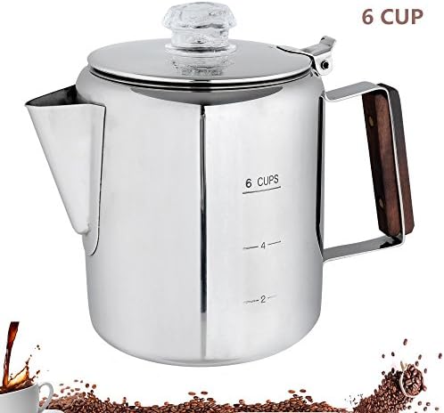 Kingnice 6 Cup Outdoors Camping Stovetop Stainless Steel Percolator Coffee Pot