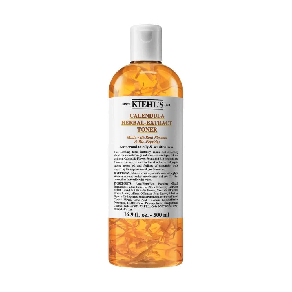 Kiehl's Calendula Herbal-Extract Toner Soothing Alcohol-Free Toner for Normal to Oily Skin, 500Ml