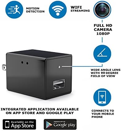 Spy Hidden Camera – Wireless Hidden Camera System– I Spy Camera System – Anti Spy Camera – Hidden Security Camera for Women Men Kids 1080p HD USB Wall Charger with WiFi