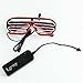 LERWAY Black Frame Neon El Wire LED Light Up Shutter Glasses Two Colors+ Standard Controller (White + Red)