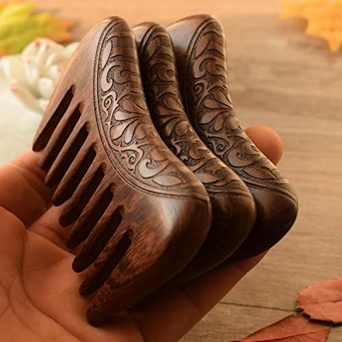 Autumn Water Pocket Wooden Comb Natural Gold Sandalwood Super Wide Tooth Wood Combs Double Side Engraved Small Hair Combs