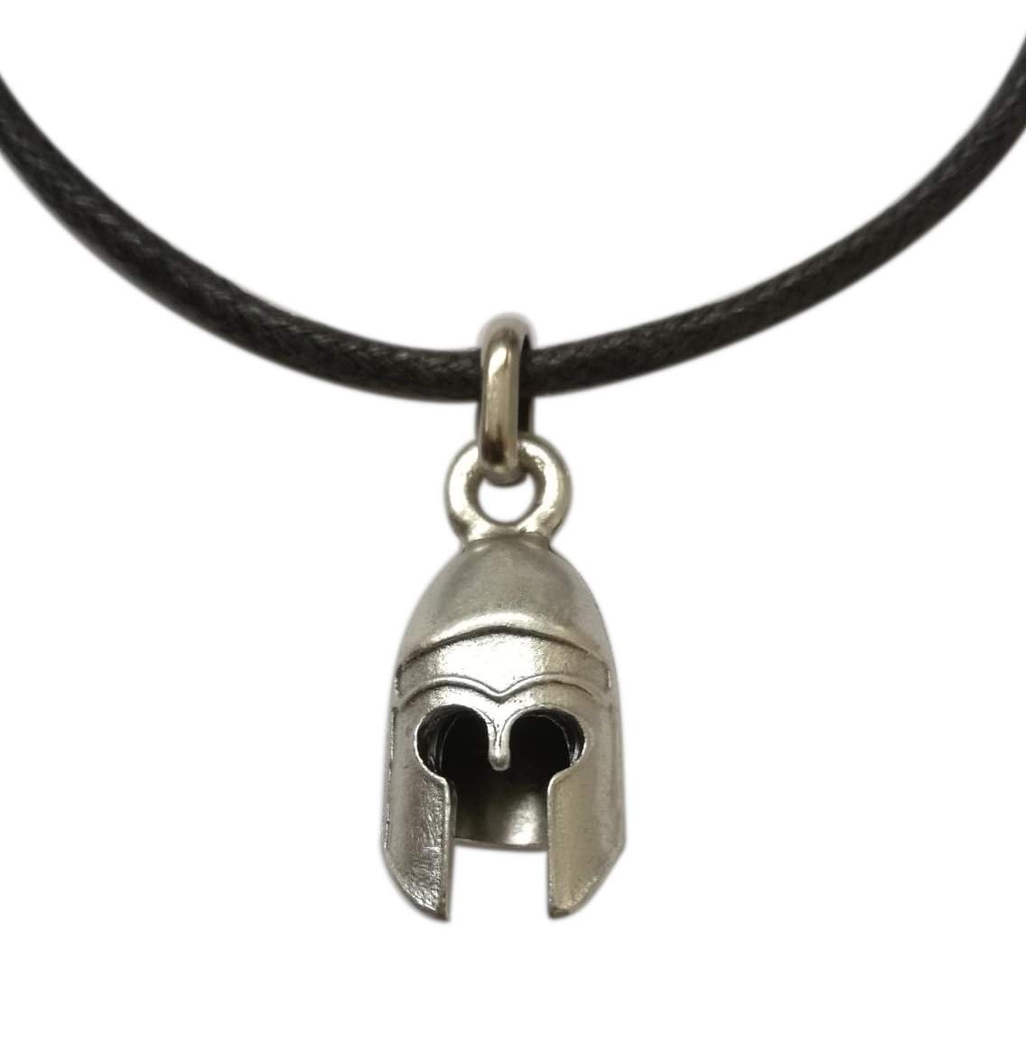 Eurofusioni Silver plated Ancient Greek Helmet pendant with necklace - Symbol of Strength, Courage and Loyalty - Gift idea for Ancient Greece lovers - Miniature Spartan Corinthian helmet: 0,74 In