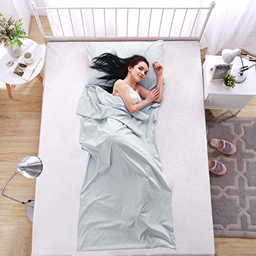 image for Siaomo Travel Sheets Sleeping Bag Liner - Comfy Breathable Cotton Poly