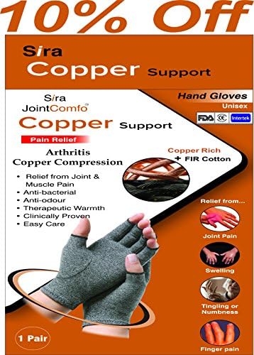 Sira Copper Compression Hand Glove, Hand pain relief, Copper hand gloves, Arthritis Compression Glove, Hand Mobility ( XL)