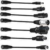 Electric Bikes Balance Bikes Scooter Charger Adapter Cable Set, 15cm, 7-in-1 DC Connector Kit with 5.5mm x 2.1mm Female to 5.5mm x 2.5mm/8.0mm x 1.6mm/XLR Male/M12/M16/RCA/3 Prong Plug Male Adapters