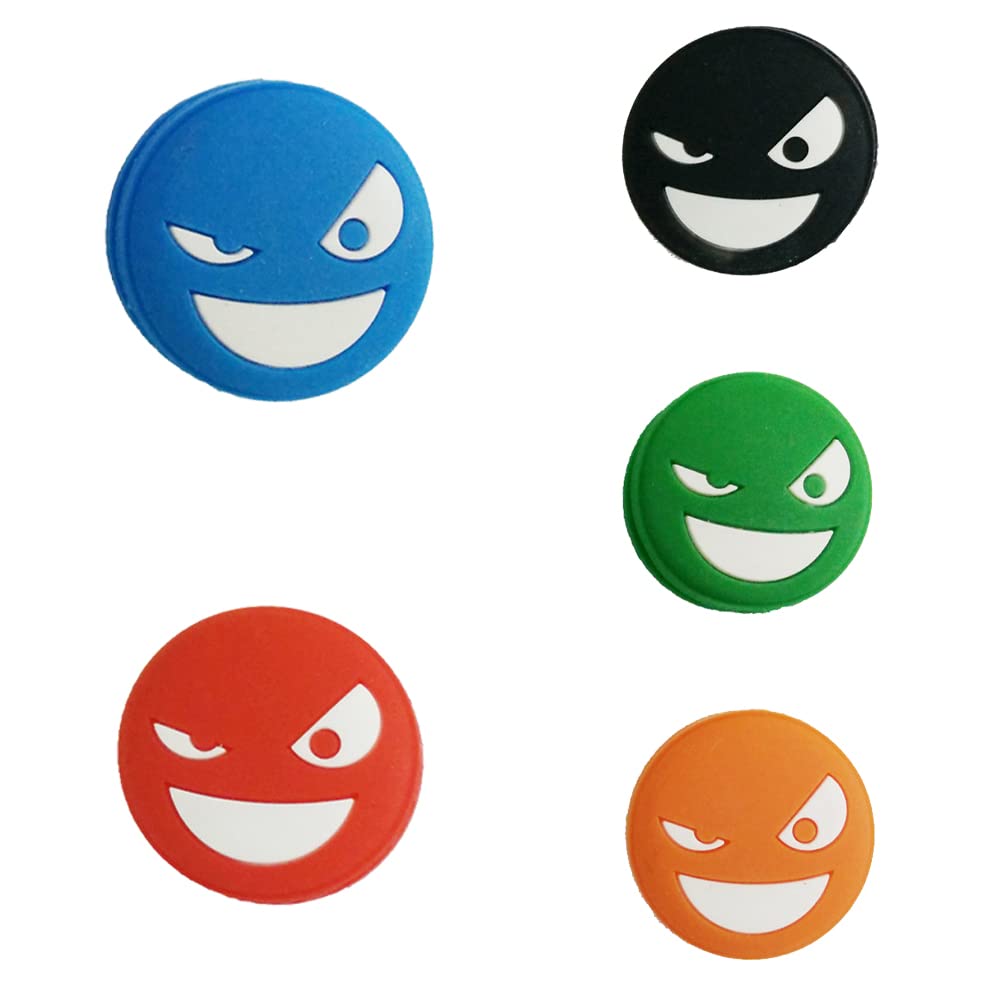 5 Pack Smile Face Shock Absorbers Tennis Racket Vibration Dampeners Silicone Tennis String Shock Dampings for Racquetball Tennis Players