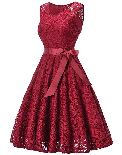 Wedding Dresses with Lace, Reception Dress for Women Beautiful Prom Dresses 2017 (Burgundy XL)
