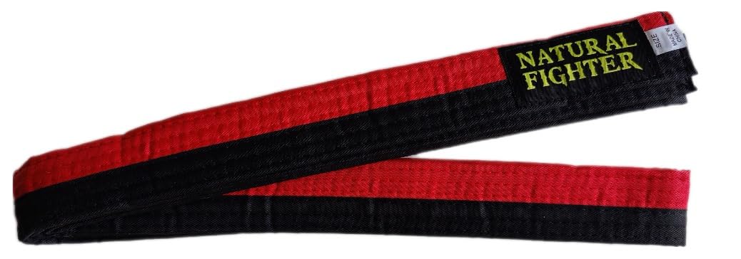 MMASPORT The Fight Evolution Karate Judo Aikido Taekwondo Belt for Martial Arts in Basic Cotton (Black/Red, 280)