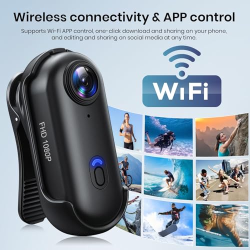 Poat Action Camera, Mini Pov Camera for vlogging, IPX7 Waterproof, Body Camera with 120° Wide Angle, POV Recording for Diving, 10+ Accessories – Helmet Cam for Motorcycle, Cycling (64G-Card)
