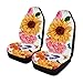 InterestPrint Universal Fit Custom Watercolor Sunflowers Roses Protector Two Front Car Seat Covers Set -100% Breathable