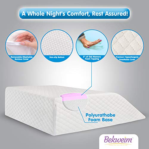 Wedge Pillow for Sleeping Foam Leg Elevation Pillow for Lymphedema, Swelling, Back 2 Covers
