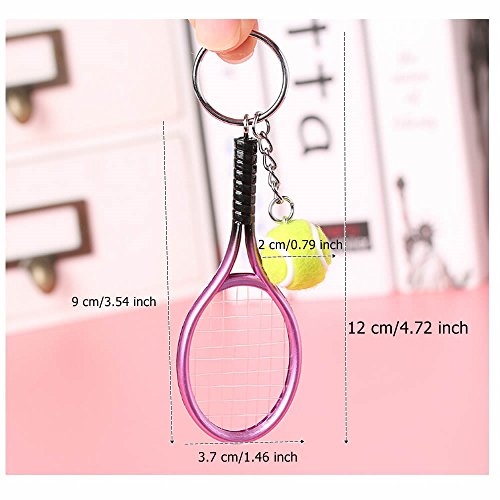 RAYNAG Set of 6 Creative Tennis Racket Keychain Key Rings Metal Tennis Ball Split Ring - Thumbnail 5