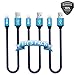 Lightning Cable 3 Pack 1FT Iophi iPhone Charging to USB Nylon Braided 2.4A High Speed Heavy Duty Aluminum Connector Charge Sync Cable for iPhone 7 / 7 Plus / 6 / 6s / 5 5s 5c SE / iPad / iPod - BLUE