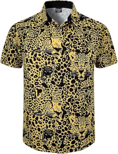 Amazon.com: RASBCTK Men's Leopard Print Shirt Button Down Hawaiian