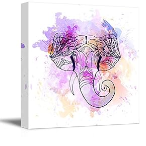 signwin Canvas Wall Art Tribal Elephant Splash-Ink Effect...