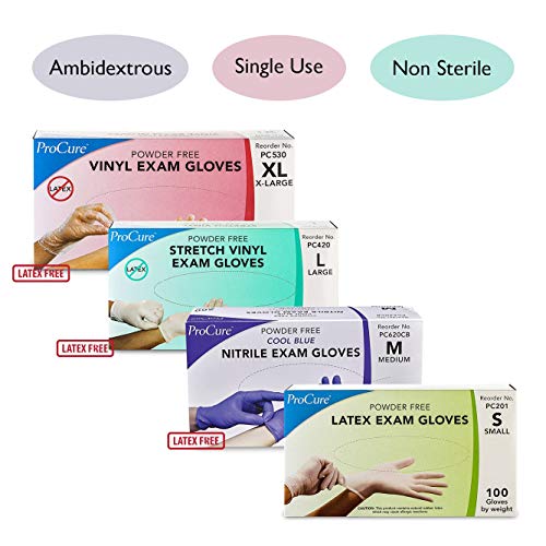 Powder Free Disposable Clear Vinyl Gloves, Medium 100 Count - Heavy Duty Rubber Latex Free Exam Gloves - Non Sterile, Ambidextrous - Soft with Textured Tips - Food Safe, Medical Grade