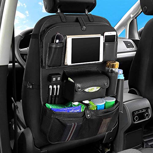 AUCD Back Seat Car Organizer with Tablet Holder and 4 USB Charging Port