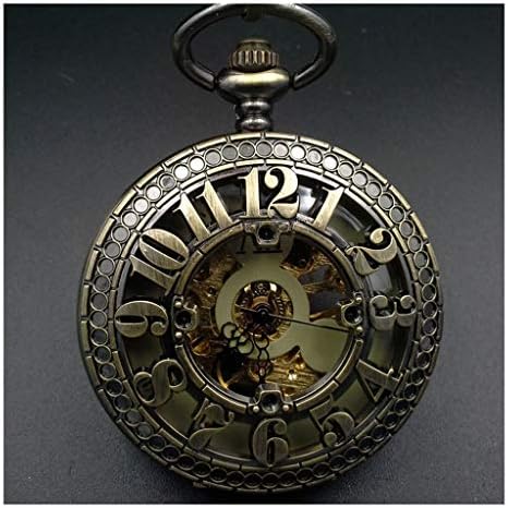 Qqzmd Yam Pocket Watch And Pocket Watch Chain, Vintage Arabic Numerals Cutout Flip Machine, As Father's Day/Elder Gift/Anniversary/Christmas zqq (Color : A)
