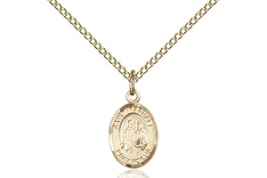 Bonyak Jewelry St. Raphael The Archangel Hand-Crafted Oval Medal Pendant in 14kt Yellow Gold-Filled