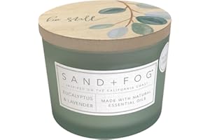 Sand + Fog Scented Candle - Eucalyptus & Lavender - Additional Scents and Sizes – 100% Cotton Lead-Free Wick - Luxury Air Freshening Jar Candles - Perfect Home Decor – 12 oz