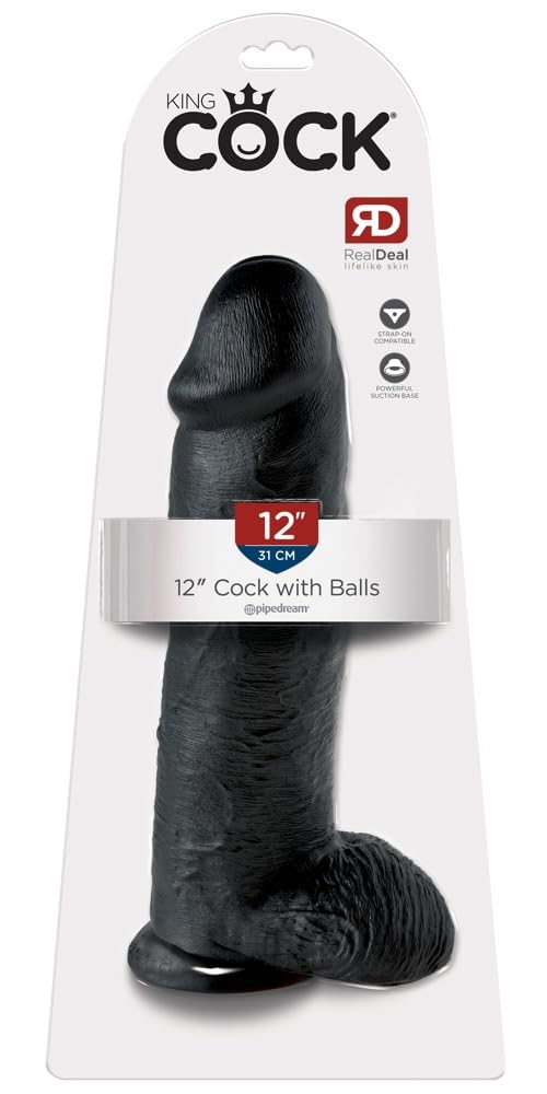 King Cock King Cock Cock with Balls Black 12in