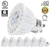TORCHSTAR Dimmable MR16 GU10 LED Light Bulb, 6W (50W Equivalent), High CRI90+, 2700K Soft White, 36° Beam Angle, 360Lm, Damp Location Available, 5 YEAR WARRANTY, Pack of 6