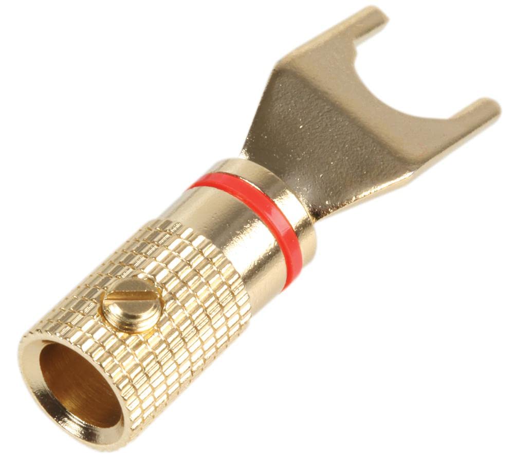 Pro Signal PS11563 Gold Plated Speaker Spade Terminals, Red