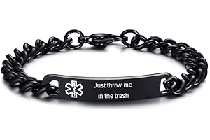 XUANPAI Personalized Emergency Medical Alert Bracelets for Women Men Customizable Stainless Steel Medical ID Bracelets Free Engrave Medical Alert Bracelet for Adult