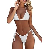 ATENGNES Women's 2 Piece Swimsuit Halter String Bikini Adjustable Bathing Suit