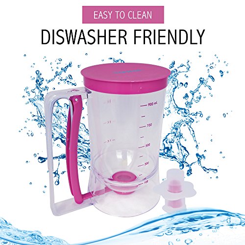 Homeries Pancake & Cupcake Batter Dispenser Tool With Measuring Label. Perfect for Pancakes, Cupcakes, Waffles, Muffin Mix, Crepes, Cakes, Cookies, Bonus Cupcake Plunger