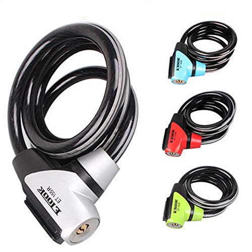Bike Lock Portable Self Coiling Bicycle Cable Lock with Keys Waterproof Bicycle Cable Locks for Bike, Motorcycle, Door (Blue)