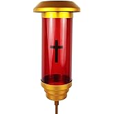 MANTENSING Solar Cross Cemetery Candle Holder and Lamp - Grave Lights for Cemetery